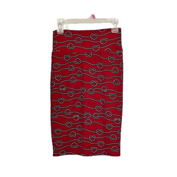 LuLaRoe | Women’s Red Chain Link Stretchy Pencil Skirt - Picture 1 of 9